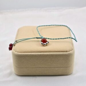Vòng tay Chỉ xanh | Phối đá đỏ charm bạc |Quà tặng ý nghĩa cho người thân, người yêu| 39007